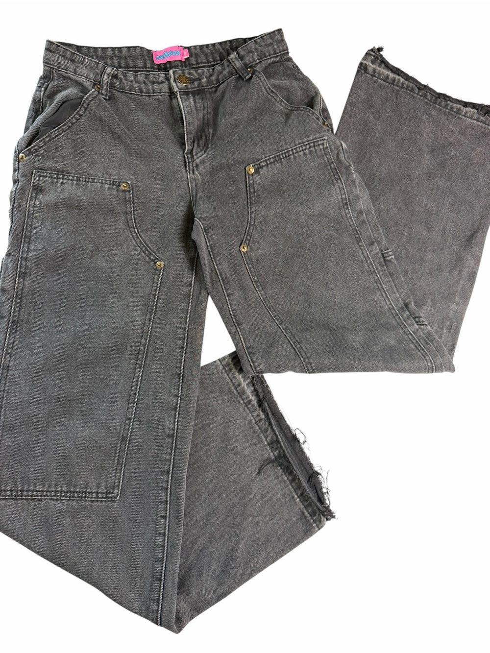 Black Wide-Leg double knee washed black Jeans size XS